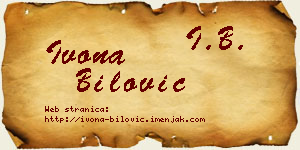 Ivona Bilović vizit kartica